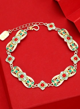 7624号足银990描金珐琅彩宝相花宫廷风手链国风爆款直播爆款