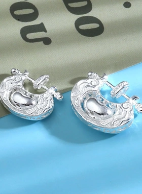 8574号足银99花丝元宝锁吊坠大小号国潮风时尚百搭送女友情人礼物