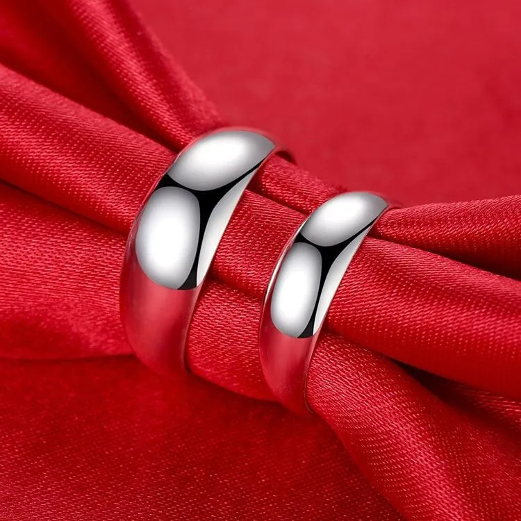 中国金铺足银9999光面戒指开口蛇肚情侣款对戒活口纯银指环送礼物