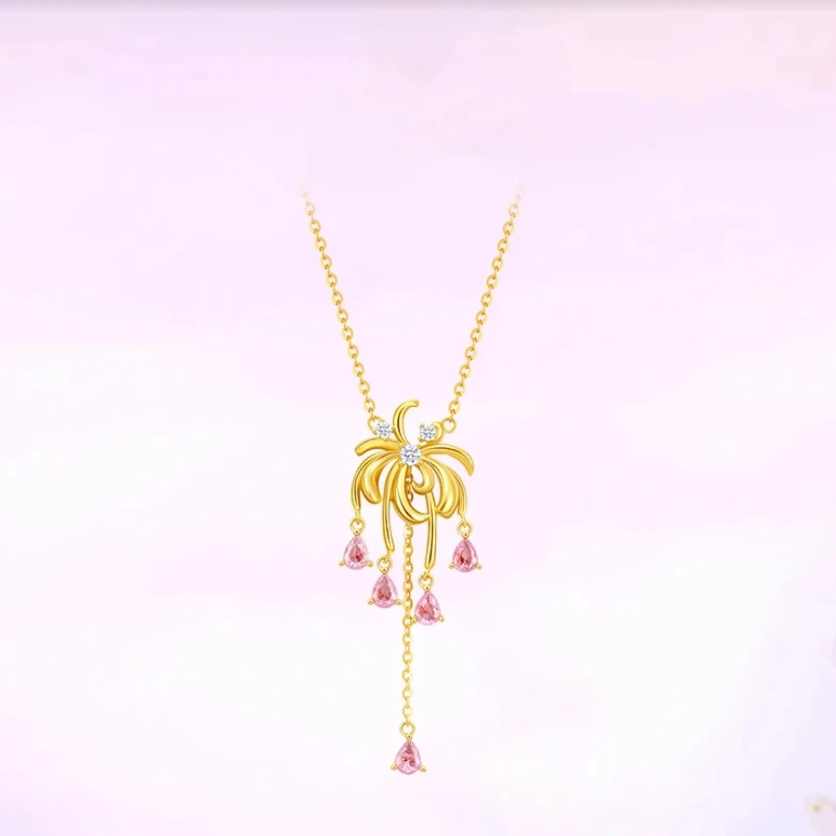 中国金铺990足银项链璀璨烟花纯银吊坠新中式百搭金项链女送礼物