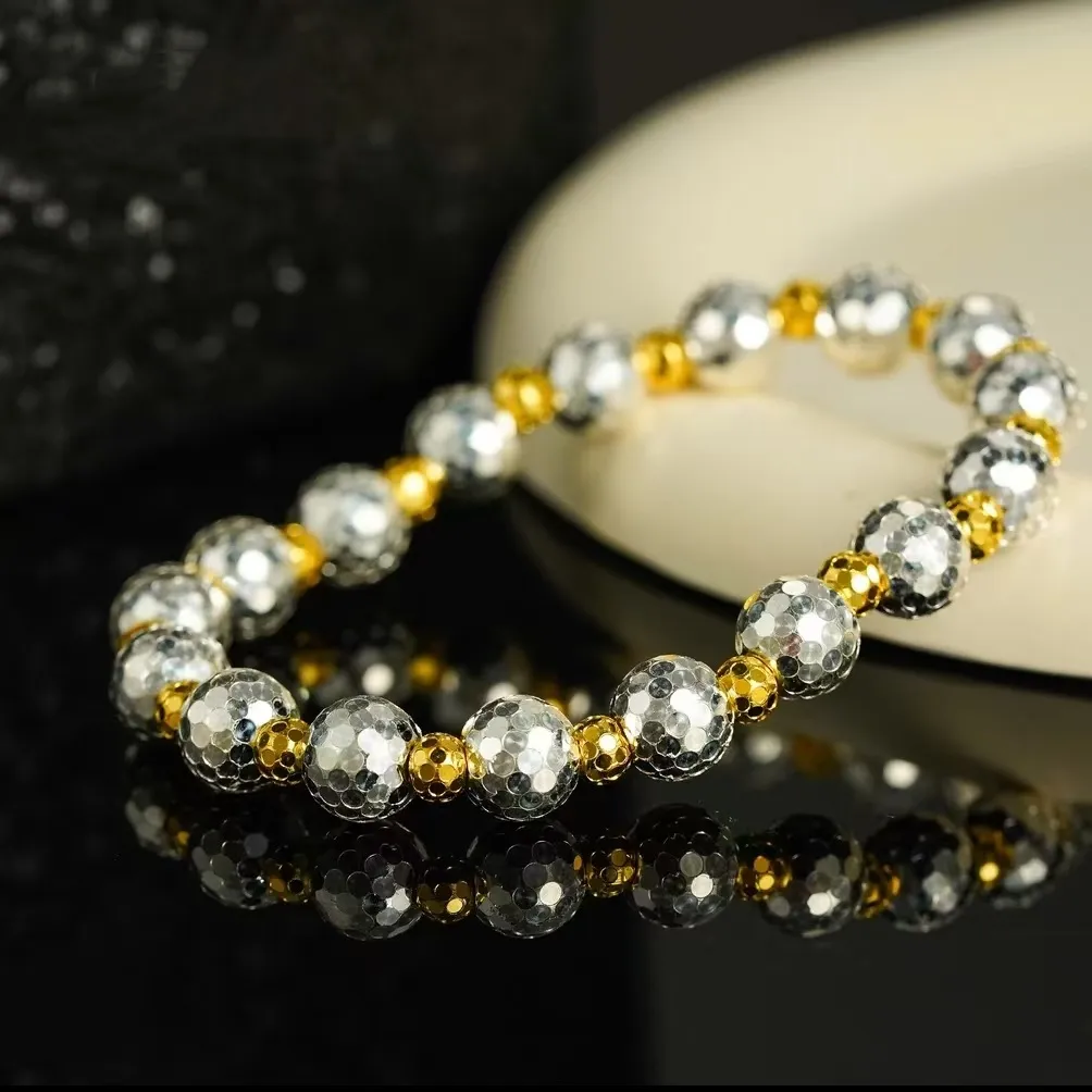 7595号足银999.9分色金龙鳞珠珠手链爆闪气质时尚轻奢百搭手链