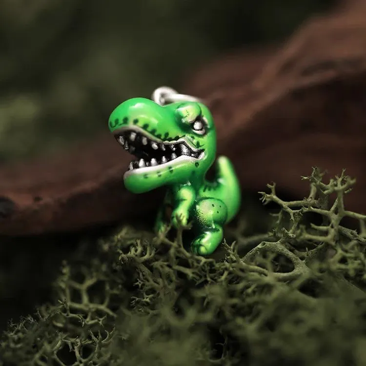 足银999.9珐琅恐龙吊坠六一节儿童礼物