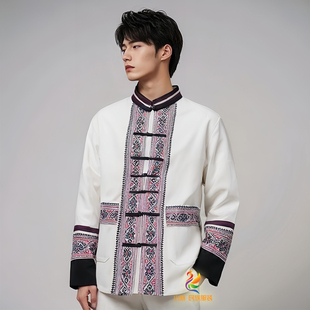 精品长袖白色男单衣云南贵州苗族土家族彝族侗族哈尼族畲族211