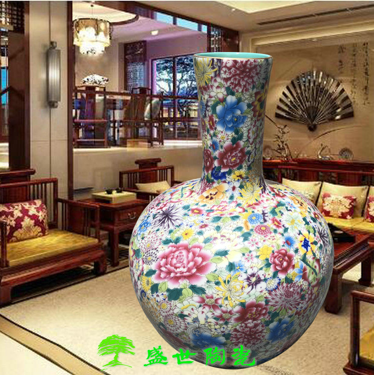 景德镇现代中式风客厅落地花瓶