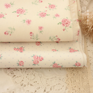 特价韩国细纱帆布玫瑰衣服床品装饰拍照发圈桌布床单纯棉布料面料