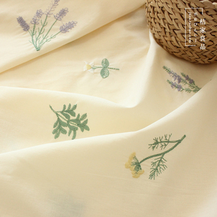 y手工衣服裙子服装 薰衣草重工绣花汉服纯棉高支纯棉布料di 面料