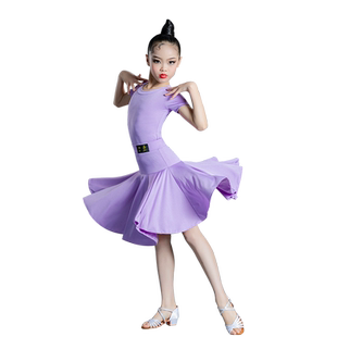 2024夏季新款儿童拉丁舞服女童舞蹈服练功服专业比赛服短袖演出服