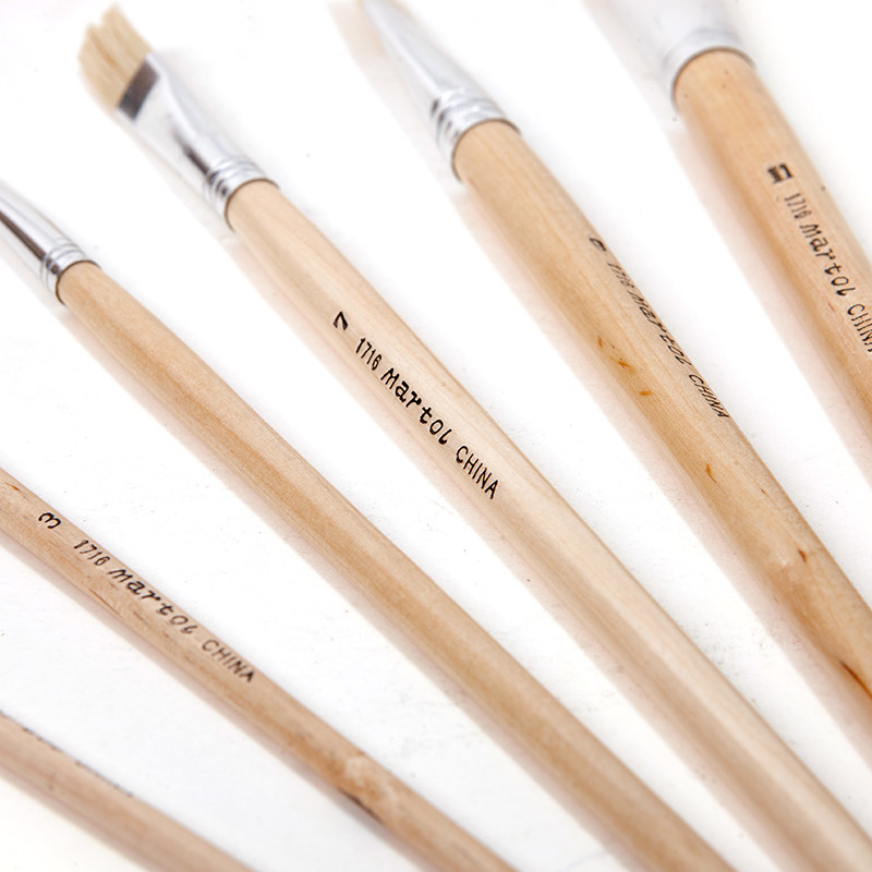 MARLEY BRAND GENUINE G1716 SET 6-PACK BRUSH ROW PEN BRISTLES PIG HAIR GOUACHE PAINT WATERCOLOR OIL PAINT BRUSH ACRYLIC|OIL PAINTING COLOR BRUSH SET