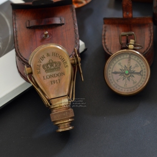 印度进口美式风格特色复古灯泡造型指南针挂件老钱风咖啡店陈设