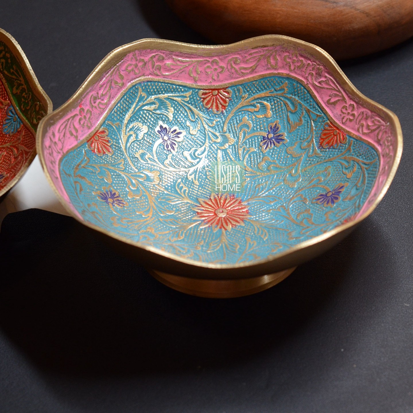 印度进口手工雕花糖果干果零食彩绘装饰碟东南亚风格钥匙收纳盘