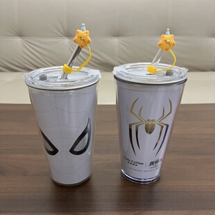 库迪联名蜘蛛侠不锈钢冷变杯改造diy杯盖子玻璃304吸管亚克力外壳
