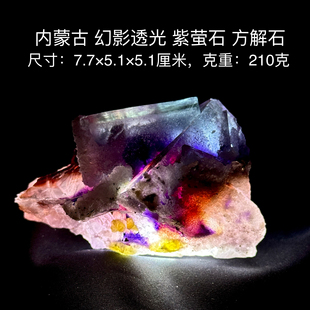 内蒙古透光幻影紫萤石方解石黄铁矿天然矿物晶体矿石标本摆件教学