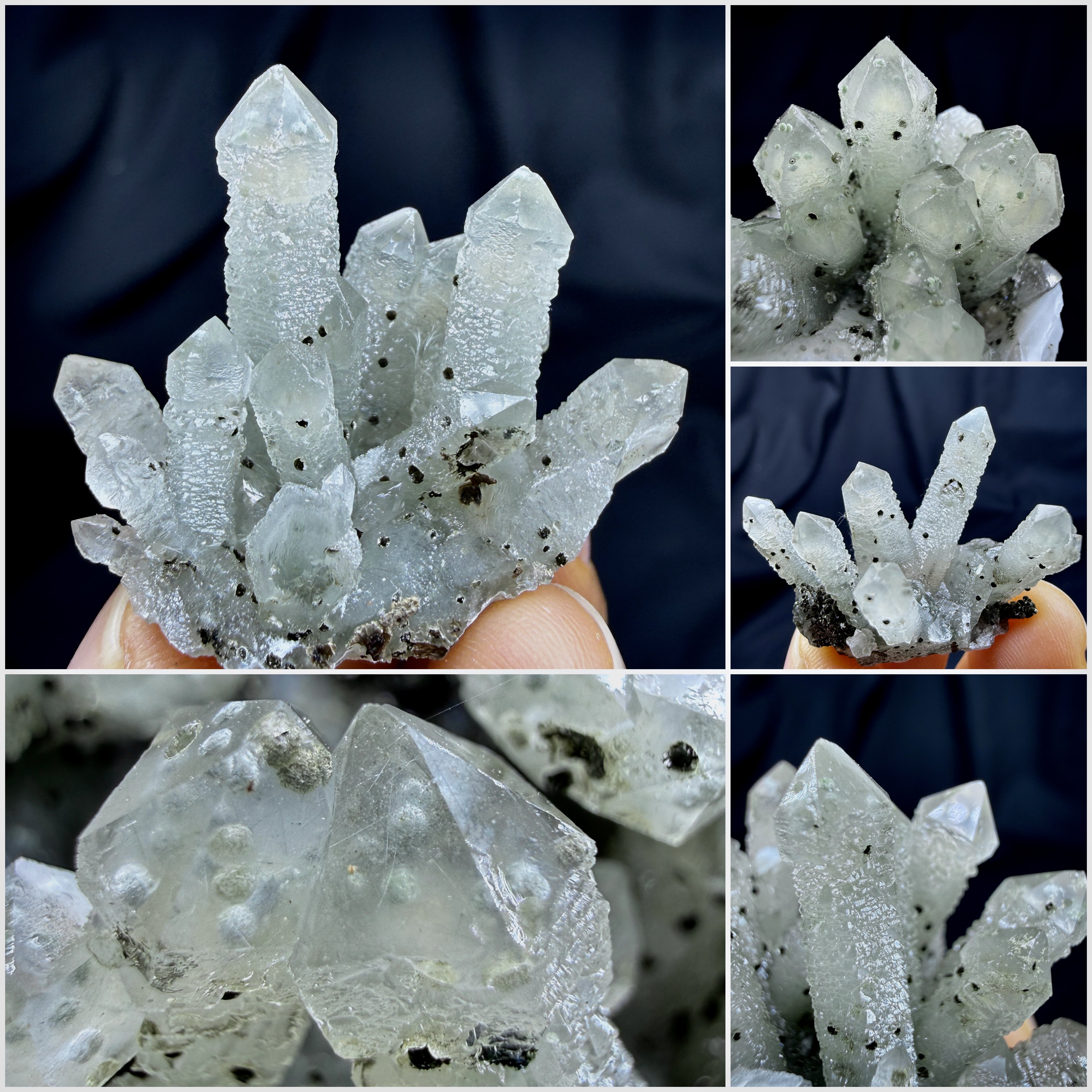 内蒙古骨干绿水晶簇包裹球状云母方解石天然矿物晶体矿石标本摆件