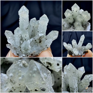 内蒙古骨干绿水晶簇包裹球状云母方解石天然矿物晶体矿石标本摆件