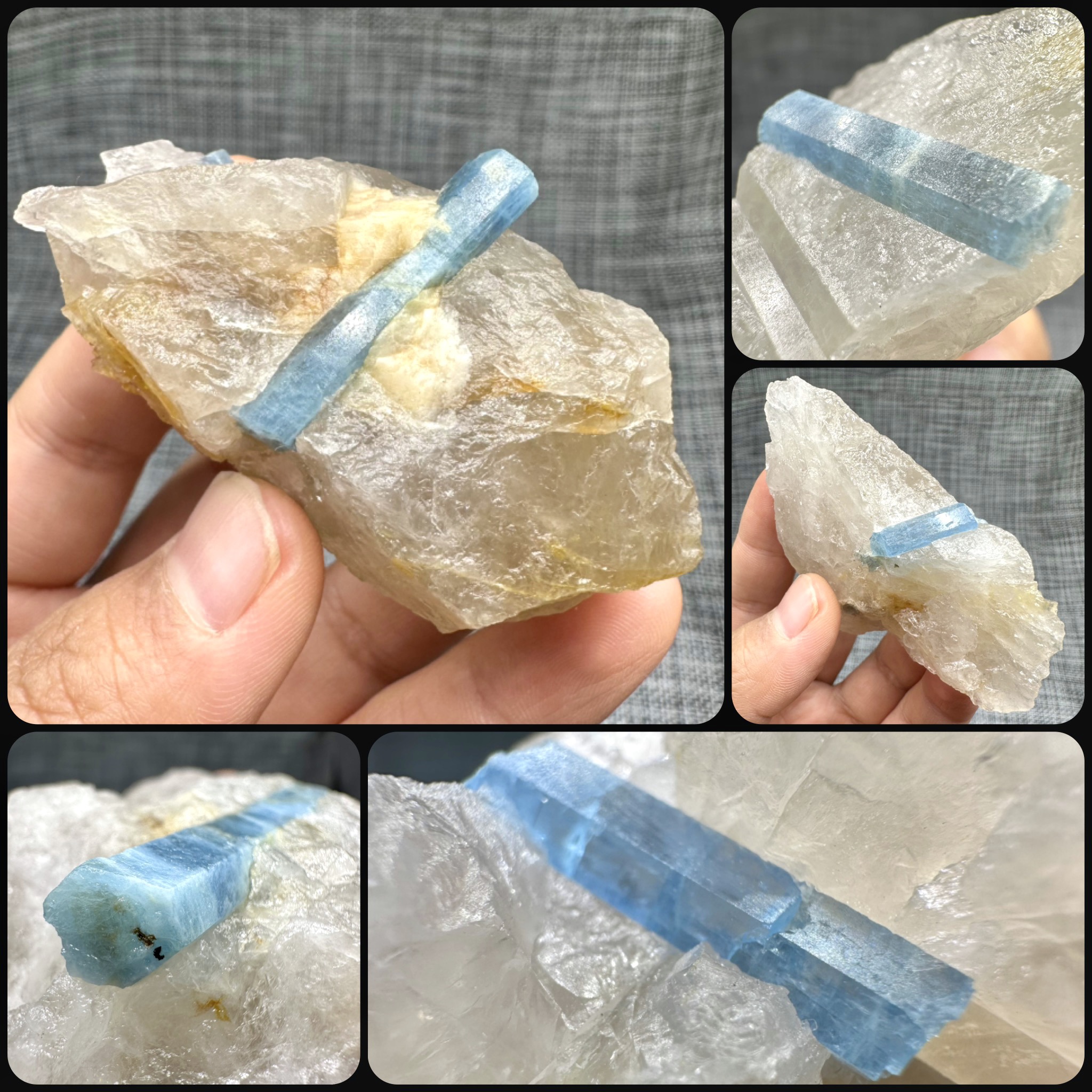 柱状海蓝宝天然原矿石矿物晶体标本摆件教学奇石宝石水晶观赏收藏