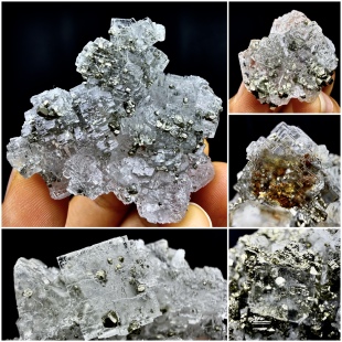 缅甸透明白萤石包裹黄铁矿天然矿物晶体矿石标本摆件教学观赏收藏
