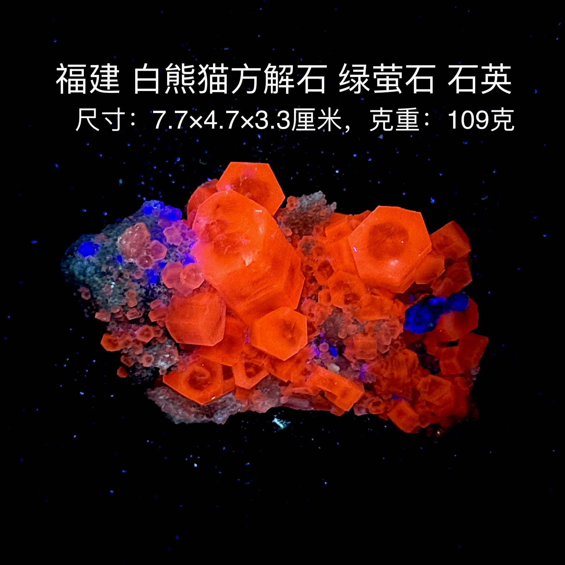 福建白熊猫方解石绿萤石石英天然矿物晶体矿石标本摆件教学观赏
