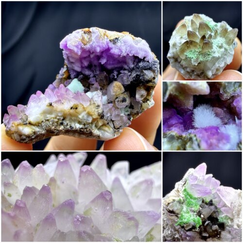 稀有矿水钴矿砷钙铜矿钴红文石砷镁钙石方解石天然矿物晶体矿石