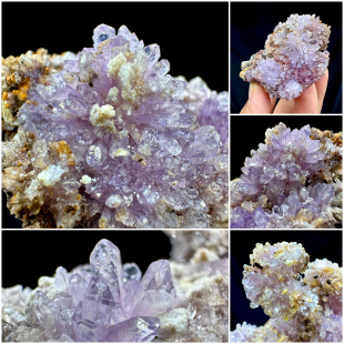 贵州球状花状粉紫色氟铝石膏天然矿物晶体矿石标本摆件教学观赏