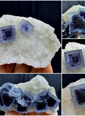 内蒙古紫心边框蓝萤石天然矿物晶体矿石标本摆件教学观赏收藏奇石