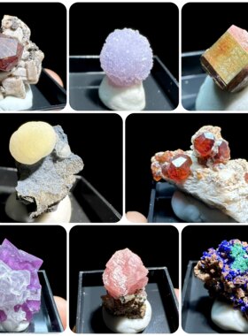 2.7厘米盒子矿 水晶萤石黄铁矿石榴石方解石天然矿物晶体矿石标本