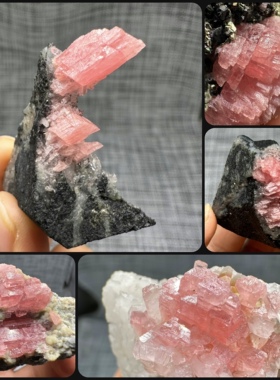 梧州菱锰矿水晶黄铁矿紫萤石天然原矿石矿物晶体标本摆件教学观赏