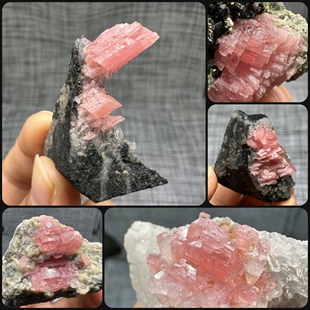 梧州菱锰矿水晶黄铁矿紫萤石天然原矿石矿物晶体标本摆件教学观赏