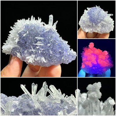 福建新品种紫蓝萤石水晶簇方解石天然矿物晶体矿石标本原石宝石