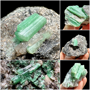 云南麻栗坡祖母绿绿柱石天然矿物晶体矿石标本摆件教学观赏收藏