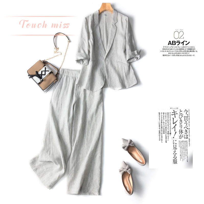 TOUCH MISS ÈÕʽͨÇÚÅ®×°Ò»Á£¿ÛÎ÷×°+ÌõÎÆÑÇÂéÀ«ÍÈ¿ãÁ½¼þÌ×Ì××°