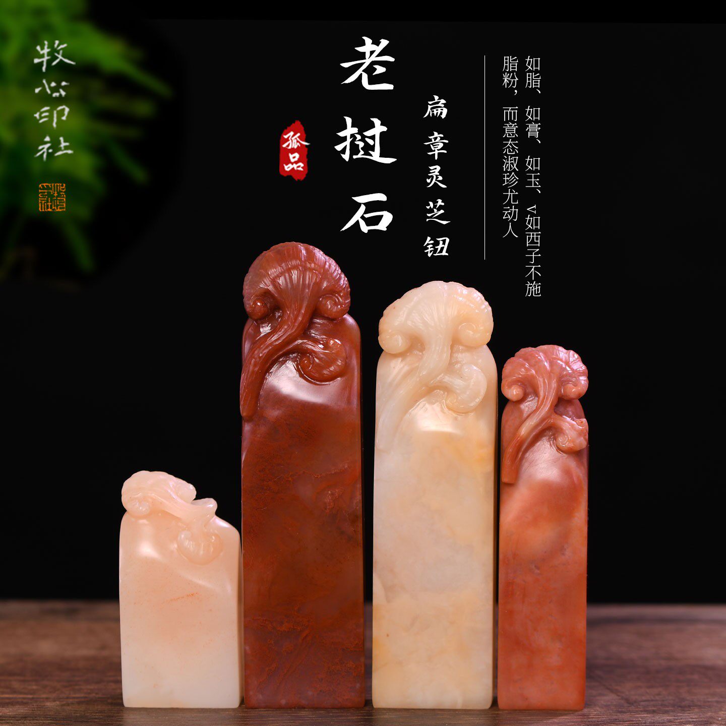 扁章老挝石灵芝钮 手工篆刻印章定制书法落款姓名章礼品收藏
