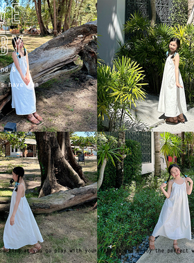 1111大促LBQ原创童装夏季白色度假裙长设计装洋气2024新款中大童