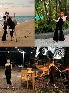 1111大促LBQ原创童装黑色斜肩修身亲子裙儿童套装礼服裙亲子装