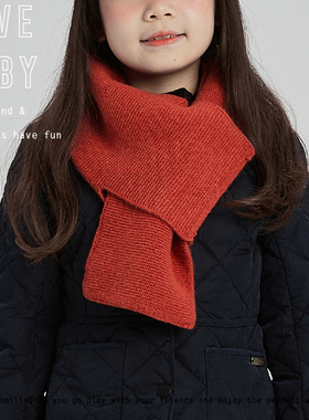 LBQ原创童装  秋冬款简约百搭纯羊经典毛红围巾亲子款羊毛