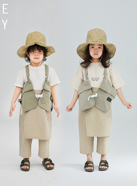 LBQ原创童装 春夏新品薄款时髦日系可调节装饰马甲男童女童中性款