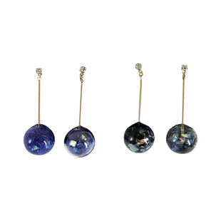 gargle原创设计小行星太空空间玻璃球神秘气氛无耳洞耳夹耳钉耳饰