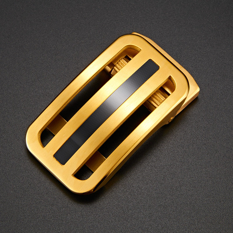 男士不锈钢无牙自动扣皮带扣头3.5纯钢无孔无卡槽平面腰带裤带头