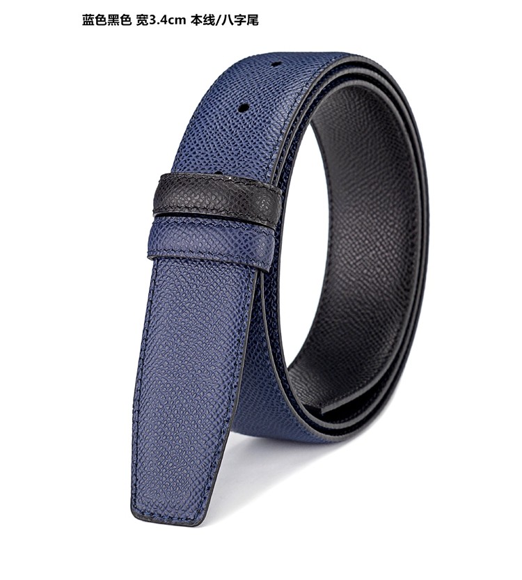 时尚简约男士双面头层牛皮打孔无头皮带条平滑扣皮带身不带头3.4