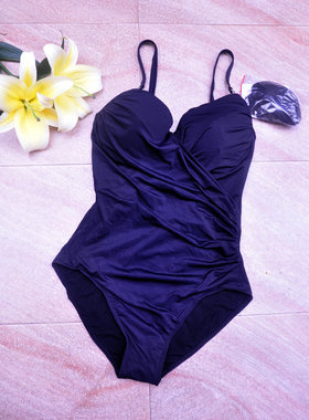外贸单女装钢托修腰连体泳衣--黑色--14/16 FA111