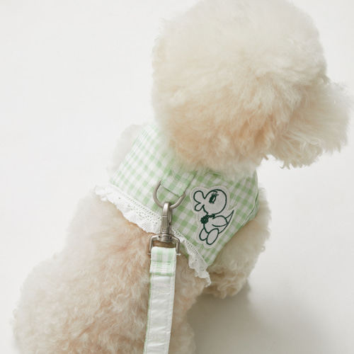 燕子萌宠屋韩国代购 louisdog宠物猫狗格子鸭子胸背套装配牵引绳