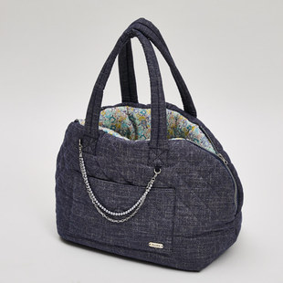 燕子萌宠屋韩国代购Louisdog小型猫狗蓝色碎花内胆宠物外出贝壳包