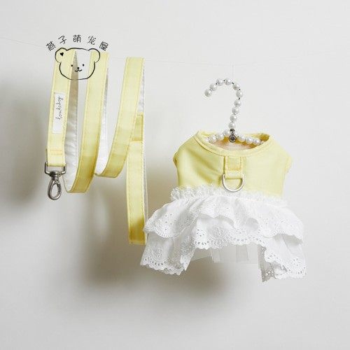 燕子萌宠屋韩国代购 louisdog宠物猫狗黄色拼接宫廷胸背配牵引绳