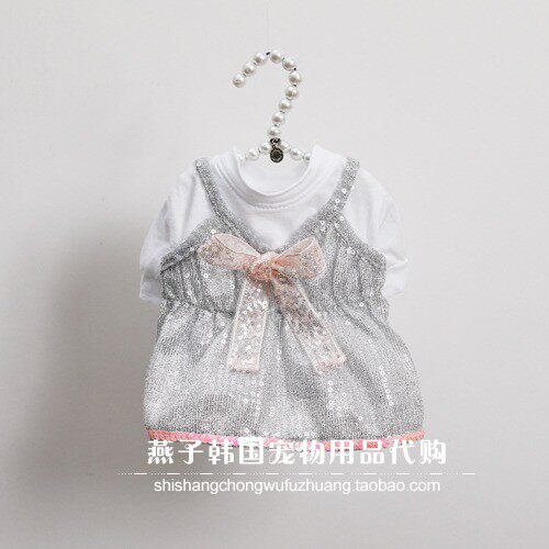 燕子韩国宠物衣服代购 louisdog猫狗亮片短袖 可爱上衣