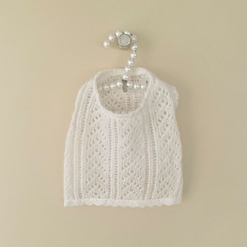 燕子萌宠屋韩国代购 louisdog白色针织镂空上衣