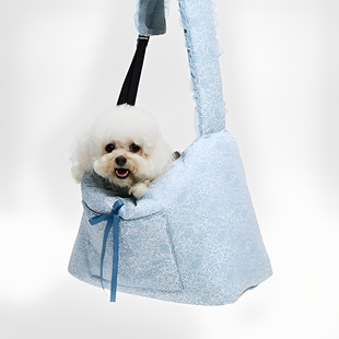 燕子萌宠屋韩国代购Louisdog小型猫狗碎花蕾丝边斜挎蝴蝶结外出包