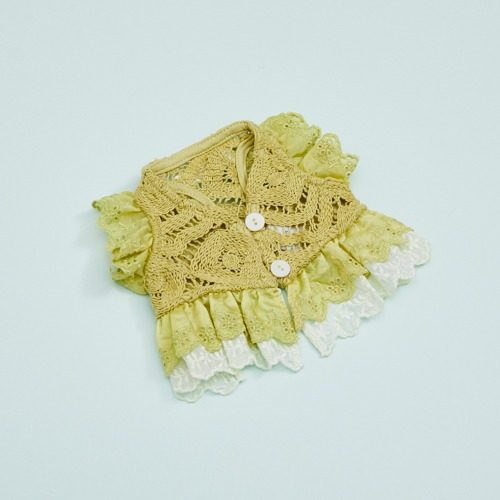 燕子萌宠屋韩国代购Louisdog小型猫狗夏季针织蕾丝拼接开衫上衣