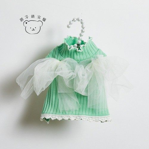 燕子萌宠屋韩国代购 louisdog宠物猫狗无袖生菜边高领连衣裙