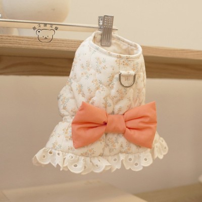 燕子萌宠屋韩国代购cocochien宠物猫狗可牵引蝴蝶结短款马甲外套