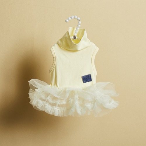 现货/燕子萌宠屋韩国代购 louisdog蕾丝拼接高领纱纱TUTU裙