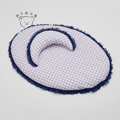 燕子萌宠屋韩国代购 louisdog宠物猫狗纯棉蓝莓格子椭圆形地毯